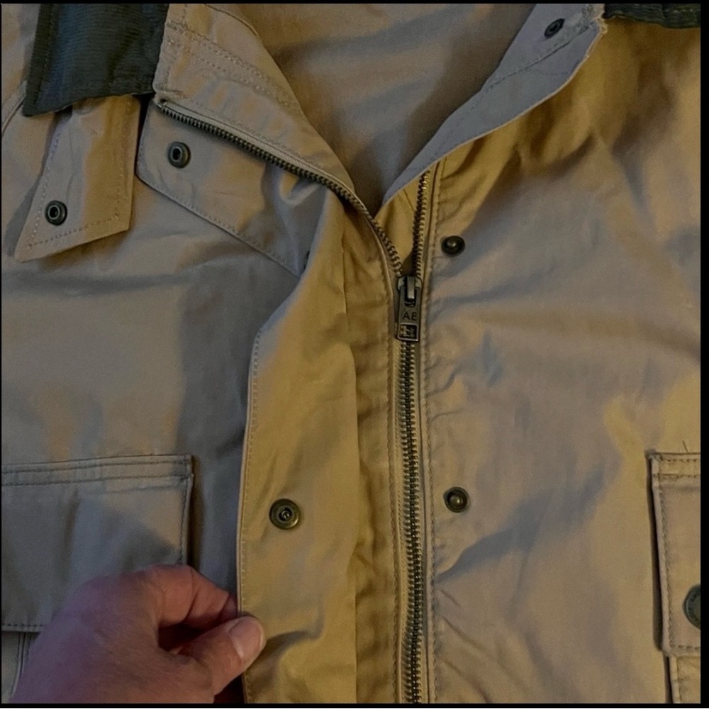 LK NW 🦅 AMERICAN EAGLE COTTON KHAKI CAMEL TAN LINED JACKET w/CORDUROY COLLAR XXL - Picture 6 of 15